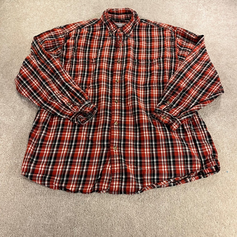 Carhartt Plaid Button Down Mens XXL Red Black Long Sleeve Work Shirt